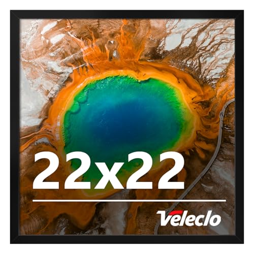 Veleclo 22x22 Picture Frame for Wall Display 22x22 Black Picture Frame with Shatter Resistant Plexiglass Stable and Sturdy 22 x 22 Poster Frame for Wall Display Handpicked Gift Collection 1 Pack