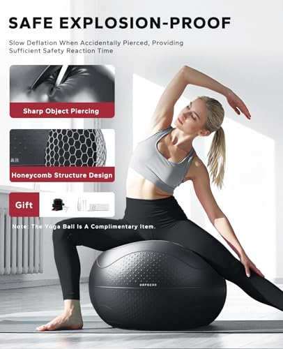 HAPBEAR Back Roller - Yoga Wheel Set with 26'' Exercise Ball – 12'' PP Spine Alignment Tool for Back Pain Relief, Core Strength & Full-Body Workout, for Home Gym & Therapy – Pump Included - Image 6