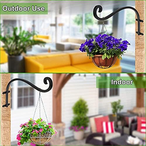 DZAY Hanging basket Metal Bracket,2PCS Iron Garden Plant Wall Hanger Hook Black Plant Hook Outdoor Garden Wall Plant Hanger Bracket Hooks for Planter Flower Lanterns Bird Feeder (14 inch black A)