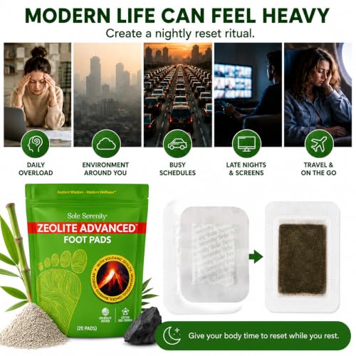 Image of Sole Serenity Foot Pads - Zeolite Mineral, Ginger Root, Wormwood, Bamboo Vinegar, Foot Spa for Achy Feet - 20 Pads