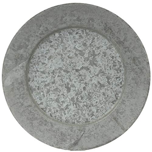 Koyal Wholesale Galvanized Metal Charger Plates, Set of 4, Modern Industrial Wedding Decor, Farmhouse Decor, Rustic Table Décor, Vintage Zinc Charger Place Settings
