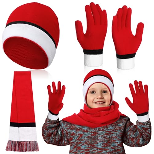 3 Pieces Cartoon Animation Knit Scarf Hat and Gloves Set Winter Neckerchief Movie Character Cosplay Costume Accessory Anime Gift for Boys Girls