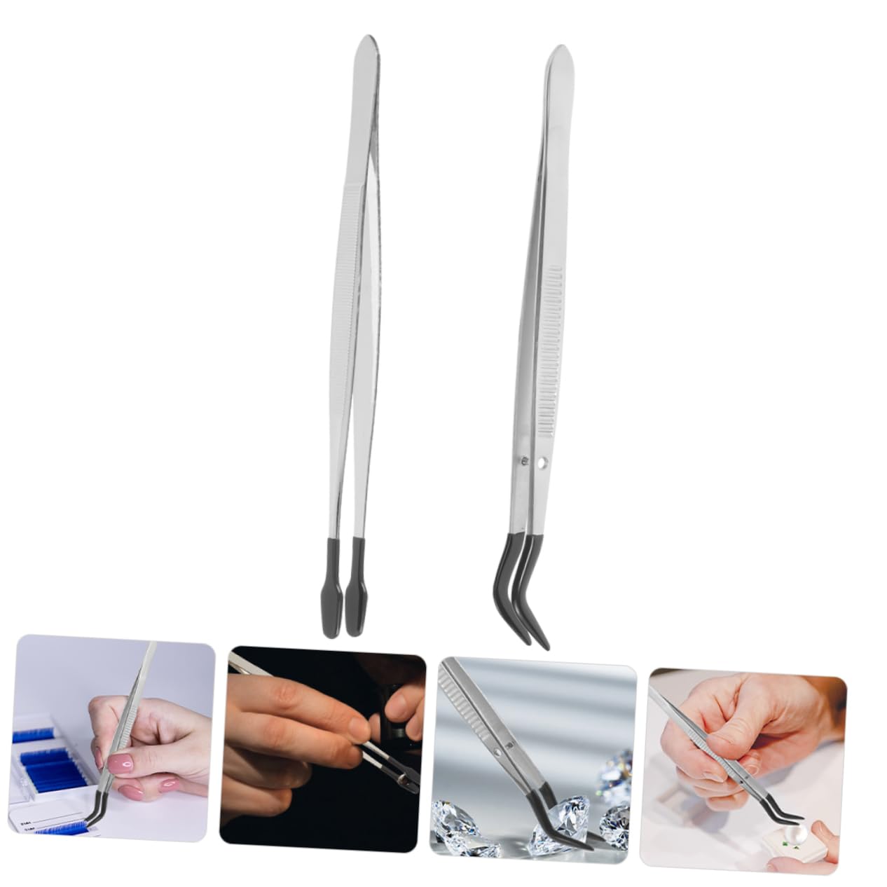 Hemobllo 8pezzi Pinzette Inossidabile Per Artigianato e Makeup Pinzette Multiuso Per Applicazione Ciglia Finte e Collezionismo Francobolli Eleganti e Facili Da Pulire