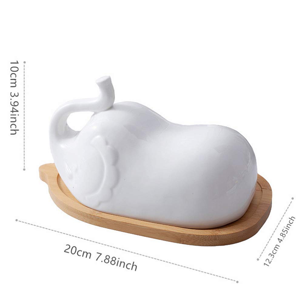 Beurrier en céramique avec plateau, boîte à beurre en forme d'éléphant, récipient à beurre en porcelaine, support à beurre, grand beurrier au lave-vaisselle, assiette à fruits