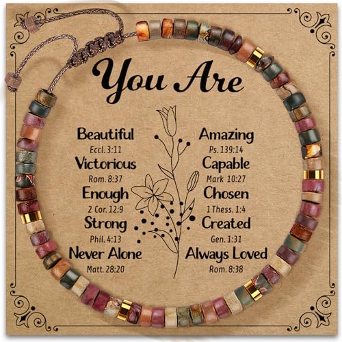 ZOKCC Inspirational Gifts Bracelets for Women - Healing Natural Stone Bracelets - Cheer Up Get Well Soon Gifts for Women Friends Sister Bestie BFF