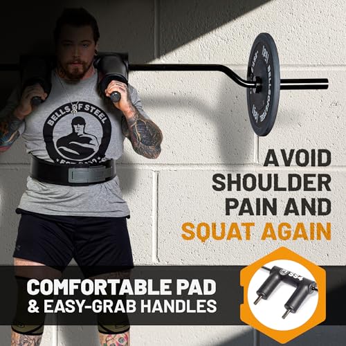 Image of Safety Squat Bar [Bells of Steel] Safety Squat Barbell 4.0, Black Titanized Sleeve and Shaft Coating, Premium Padded Barbell Pad, 45.6lb, 1500lb Weight Capacity