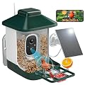 Smart Bird Feeder with Camera, AI Identify Bi rd Species Solar Powered,Full HD Live Video Bird Feeder Camera, 2.4Ghz WiFi, Instant Arrival Alerts - Best Gifts for Bi rd Lover