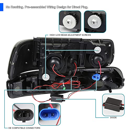 SPEC-D Halo Projector Headlights for Silverado Tahoe Suburban GMT800 - Image 5