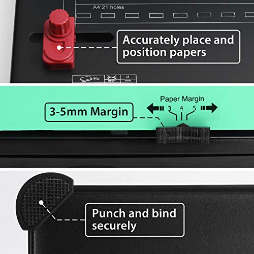 image for OFFNOVA Binding Machine, 21-Hole 450 Sheets Paper Comb Punch Binder Ma