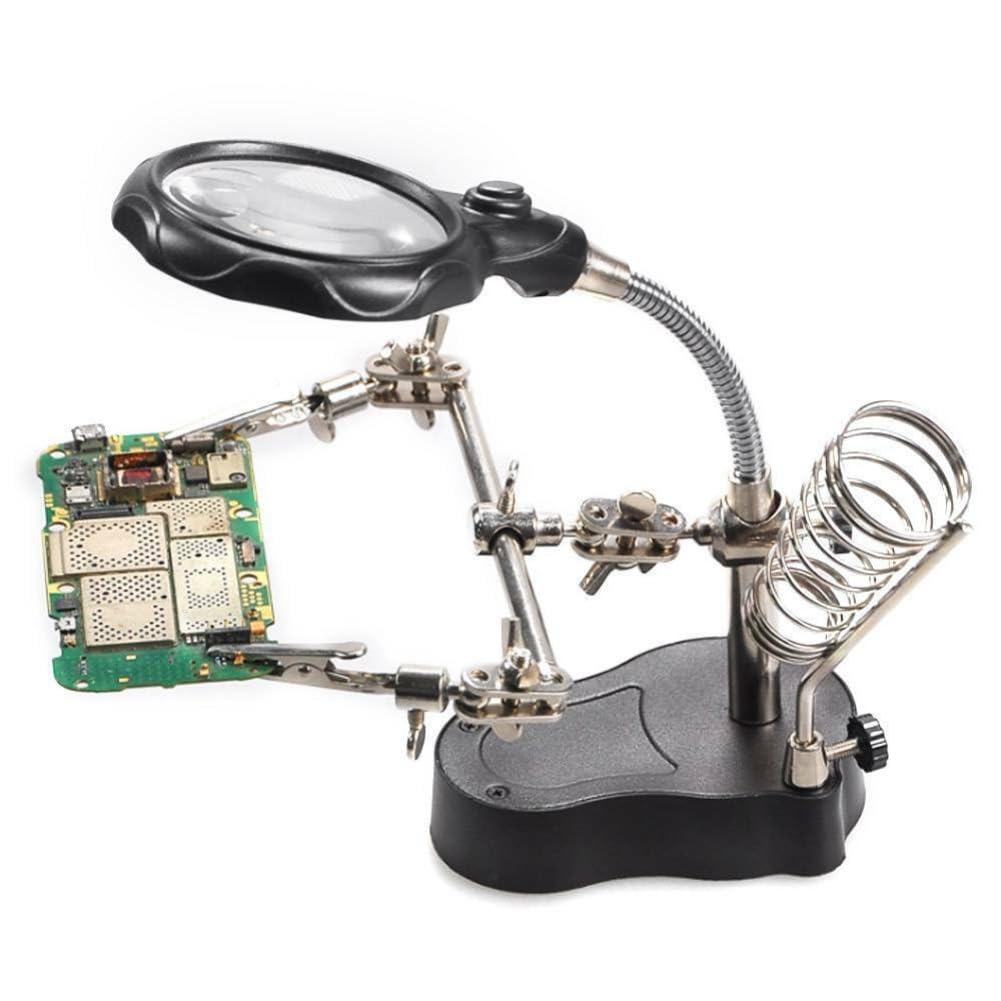 Adjustable LED Clamp Magnifying Lamp,LED Desk Lamp Magnifying Magnifier Glass Light Stand Clamp For Repair Read Work (black)