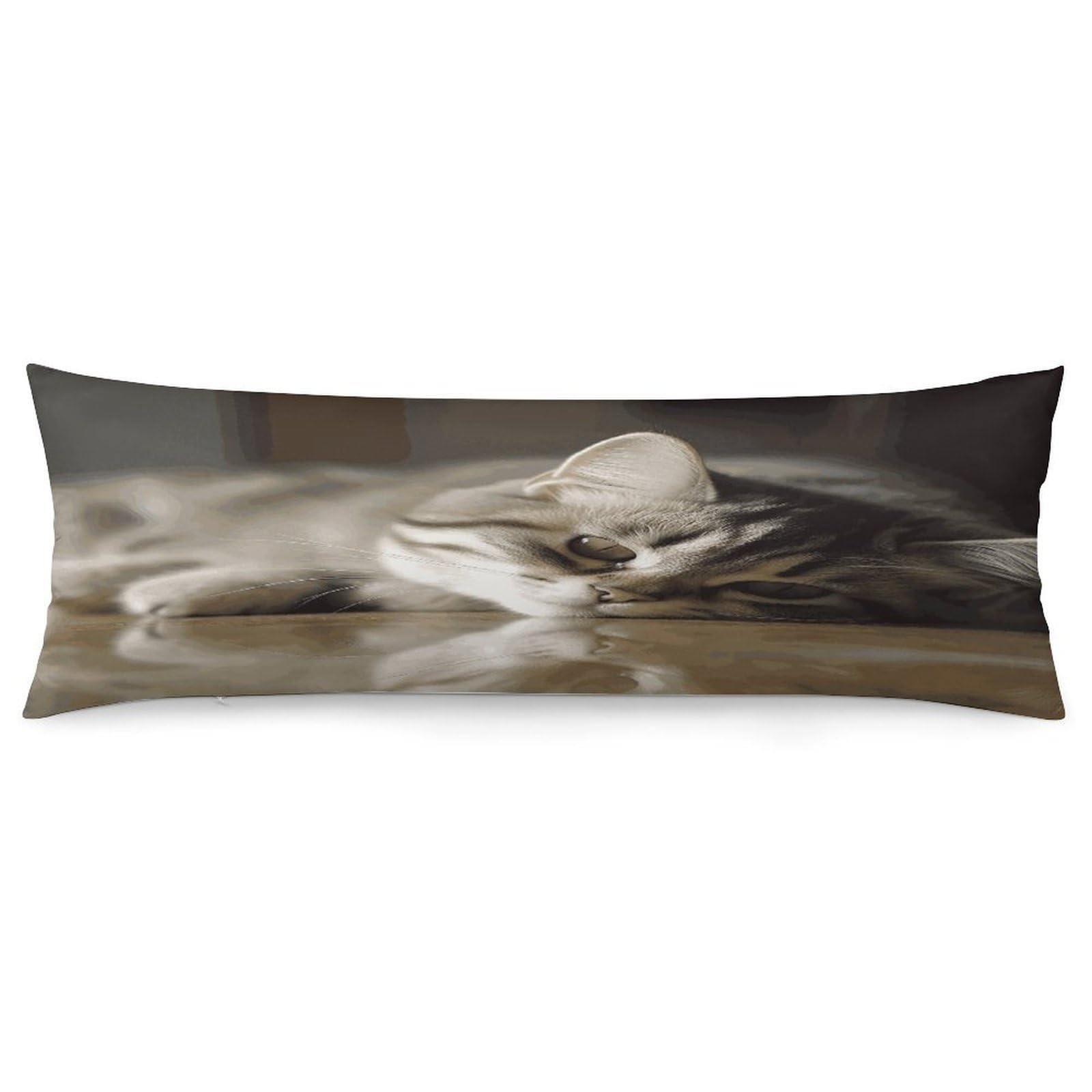 Sleeping Cat Pillowcase Decorative Long Body Pillow Case Soft Breathable Body Pillow Cover Modern Large Pillowcase Cute Body Pillow Pillowcases for Bedroom Couch 18.9 X 53 Inch