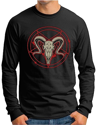 Satanisme 666 chèvre pentagramme t-shirt manches longues OM3