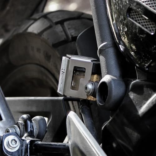 Image of Rear Resevoir Guard | Rear Brake Oil Container Cover Compatible with Triumph Speed 400 | speed T4 | Scrambler 400X | Scrambler 400XC (Silver, Pack of 1)