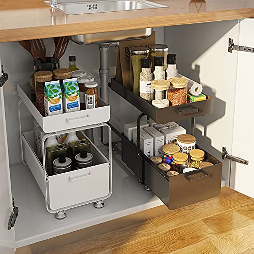 Étagère de rangement sous évier double couche au design compact blanc - 6