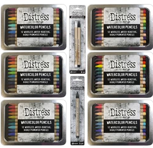 Ranger Ink Bundle - Tim Holtz Distress ALL available Watercolor Pencils 75 total. Sets 1, 2, 3, 4, 5, and 6. Plus the additional 3 colors: Black Soot, Picket Fence and Scorched Timber.