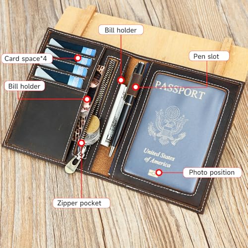 Genuine Leather Passport Holder Handmade Passport cover Lightweight Travel Bifold Passport Wallet dark brown3