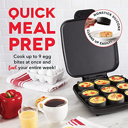 Dash Sous Vide Style Family Size Egg Bite Maker For Breakfast Bites, Sandwiches, Healthy Snacks Or Desserts, Keto & Paleo Friendly (9 Servings), Black #TOP4
