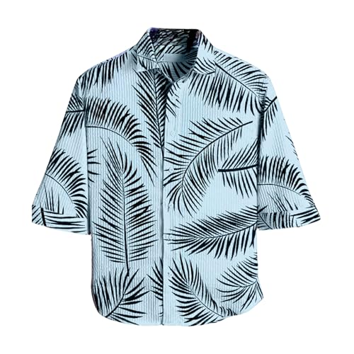 Image of MiraMichi Men's Corduroy Printed Half Sleeve Casual Shirt - Regular Fit Hip Length
