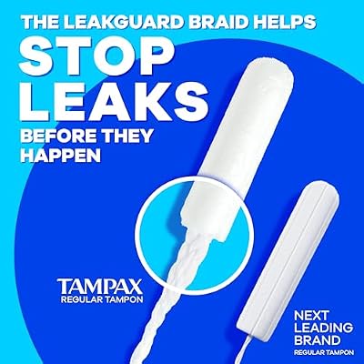 Tampax Pearl Tampons Multipack, Regular/Super Plus Absorbency, With Leakguard Braid, Unscented, 34 Count