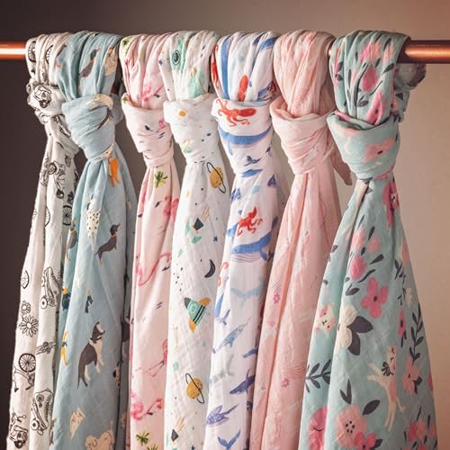 Image of Stephen Joseph Baby Swaddle Blanket, Unisex Swaddle Wrap Soft Muslin Swaddle Blankets, Receiving Blanket for Boys and Girls, 47 x 47 inches, Set of 2, Rainbow