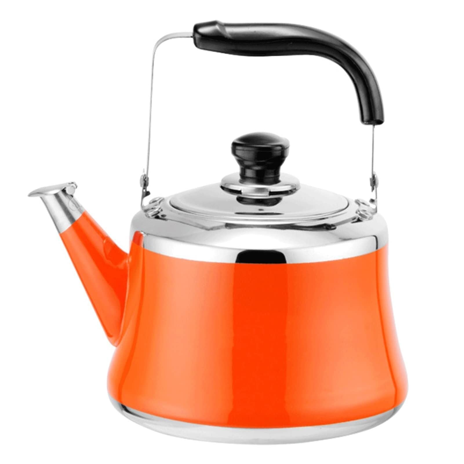 Bouilloire émaillée, Théière Ergonomique en Acier Inoxydable cuisinières à gaz(Orange,4 Liter)