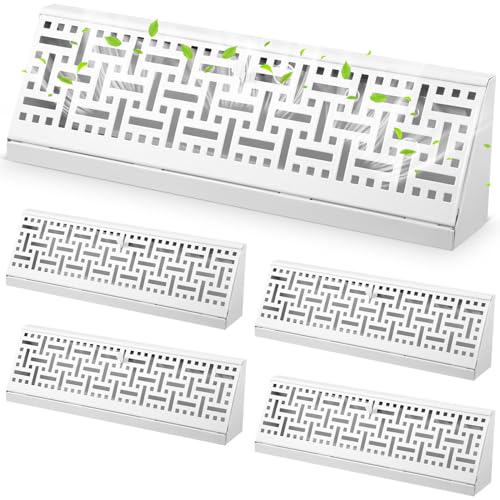 Landhoow 4 Pcs 15 Inch Baseboard Diffuser Register (Duct Opening Size), White Vent Covers for Home Floor Wall Baseboard Vent Covers Supply Floor Diffuser