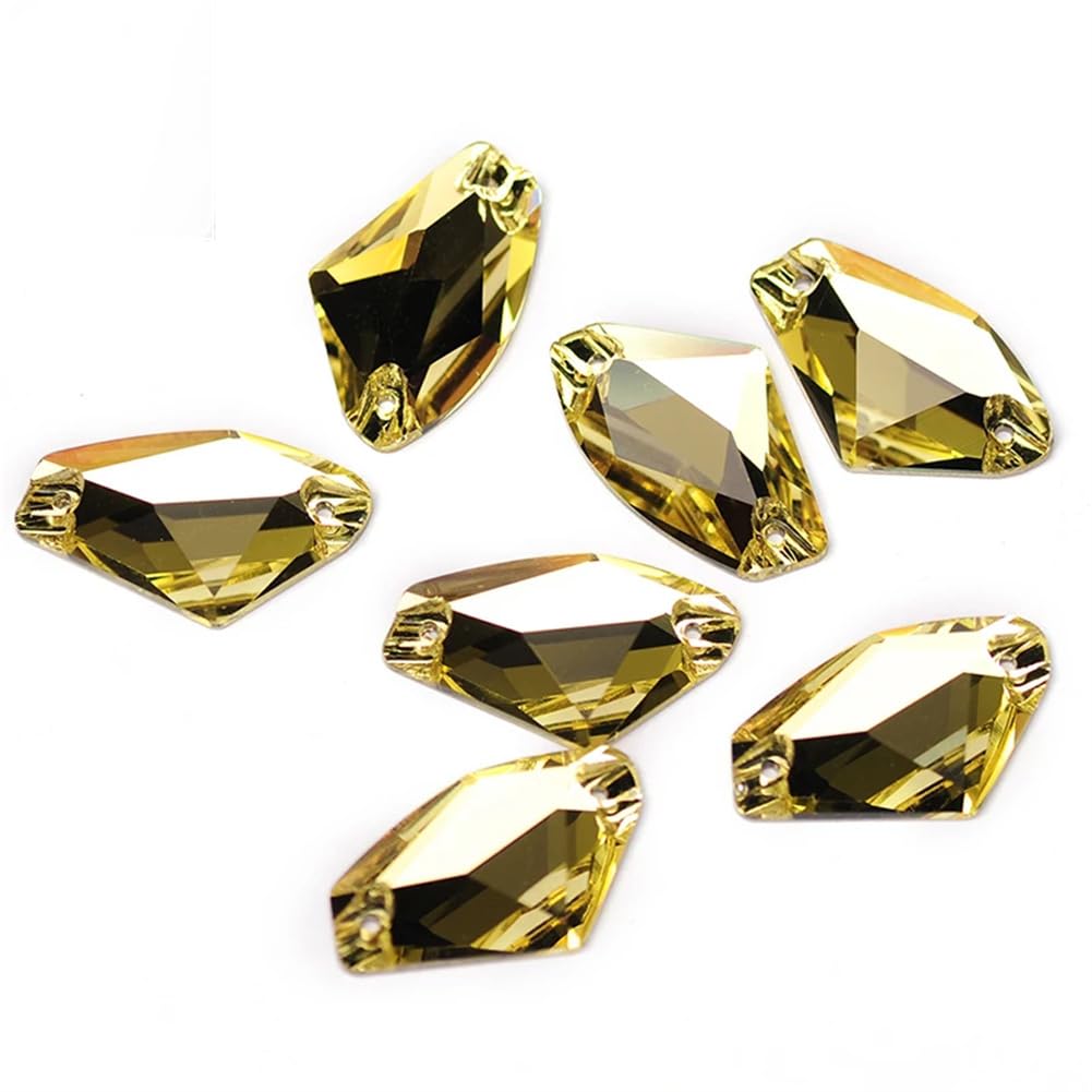 Galactic Sew On Crystal Flat Back Rhinestone Applique Strass Sewing Glass Stones for Craft Light Topaz 9x14mm 30Pcs