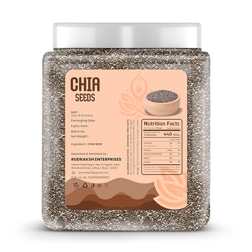 Image of Auravita Premium Chia Seeds 1KG |Rich in Calcium, Protein & Fibre | Beat the Heat | 100% Clean Chia Seeds for Eating | Antioxidant Rich Superfood for Smoothies, Salads & Baking