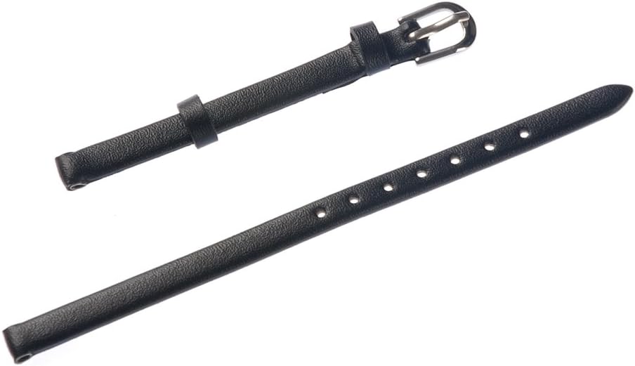 Uyoung 6mm Women's Solid Black White Blue Red Brown Smooth Genuine Leather Thin Watch Band
