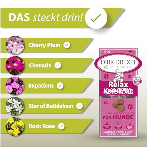 Dirk Drexel Relax Kräuterlis für Hunde 100g | mit Bachblüten | Zur Harmonisierung