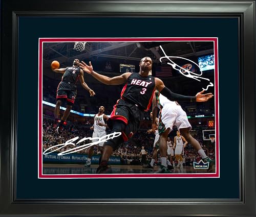 Framed Lebron James & Dwyane Wade Miami Heat Dual Facsimile Laser Engraved Signature Auto 11