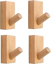 Ishino Wooden Hooks, Set of 4, Fashion Hooks, Wall Hanging Hooks, Clothes Hangers, Hat Hangers, Decorative Wall Hanging Hooks, No Damage Walls, Wall Hangers, Rectangular Beech, MC-4-MOKUKABE