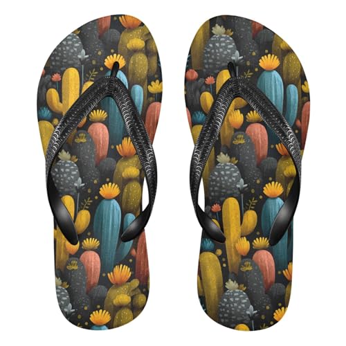 Flip Flop Sandals Colorful Cactus Print for Women Men Beach Outdoor XS