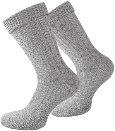 Effeet Kurze Trachtensocken für Herren & Damen, 1 Paar | 90,6% Baumwolle mit klassischem Zopfmuster, verstärkter Ferse und Spitze sowie abnehmbarem Edelweiß-Pin; fürs Oktoberfest