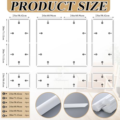 Image of Pangda Peel and Stick Wall Molding Kit, 3D Premade Accent Molding Wainscoting Panel for Interior Wall Moulding Decor, Ready to Assemble Wainscoting Accent Panel (3 Set,23x56 in+48x56 in+23x56 in)