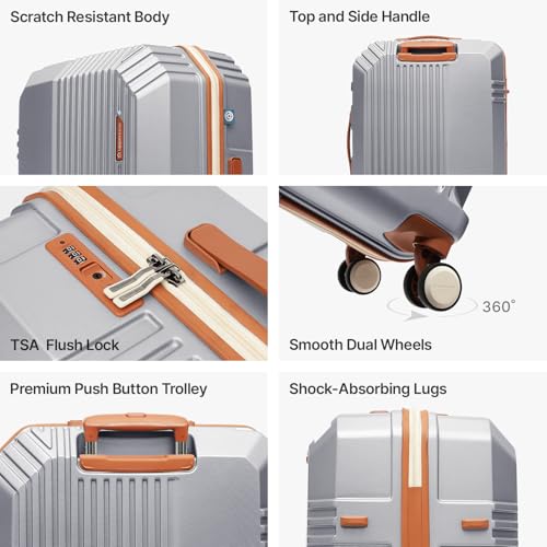 Image of uppercase Vector (Large) 75cm, Check-in Sustainable Trolley Bag, Hardsided Anti-Scratch 8 Wheel Double Spinner Luggage, TSA Lock & Anti-Theft Zippers, Suitcase for Unisex, 2000 Days Warranty (Silver)