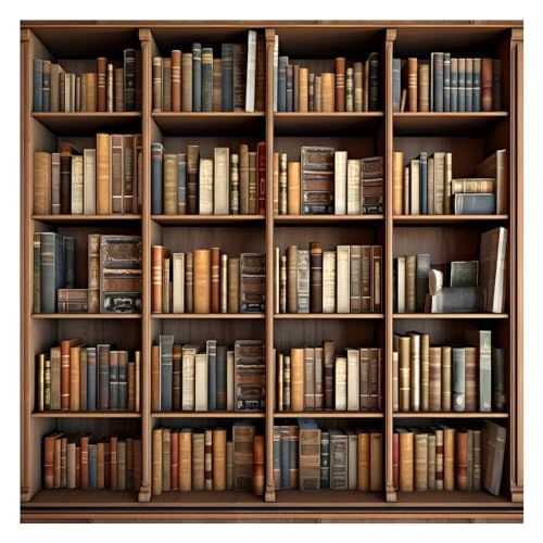 DORCEV 10x10ft Library Bookshelf Photography Backdrop Library Office Study Room Bookcase Photo Background Video Conference School Online Class Poster Banner Decor Wallpaper Portrait Video Studio Prop