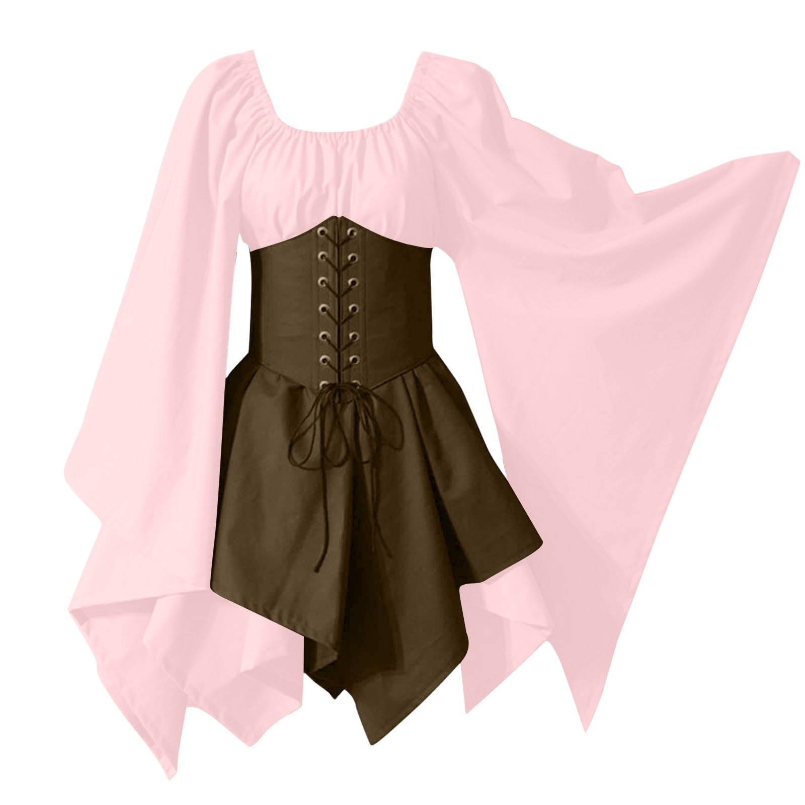 Vestito Medievale Donna Adulta Halloween Maniche a Tromba Rinascimentale