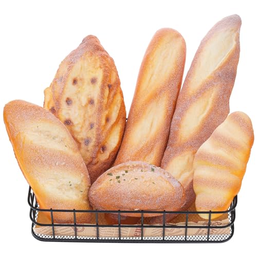 image for Woration 6pcs Fake Bread Set Decoration Realistic Loaves Artificial Fr