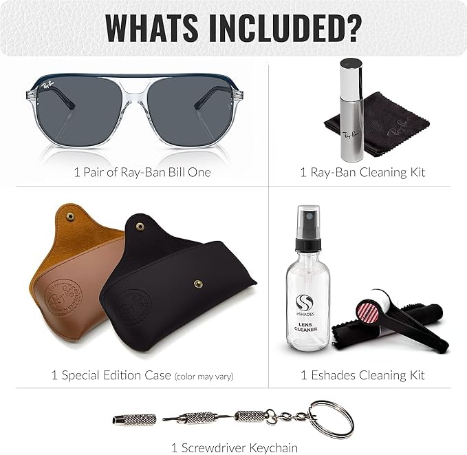 Image of Ray-Ban RB2205 BILL ONE Square-Round Shaped Sunglasses for Men & Women with Official RAYBAN Eyewear Kit