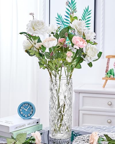 YBCPACK Vase aus Glas-Kristall, 25cm hoch, Modernes Zylinder-Design, Blumenvase perfekt für Tulpen, Rosen und andere Blumen, idealer Dekor für Zuhause und Büros YBCPACK Vase aus Glas-Kristall, 25cm hoch, Modernes Zylinder-Design, Blumenvase perfekt für Tulpen, Rosen und andere Blumen, idealer Dekor für Zuhause und Büros