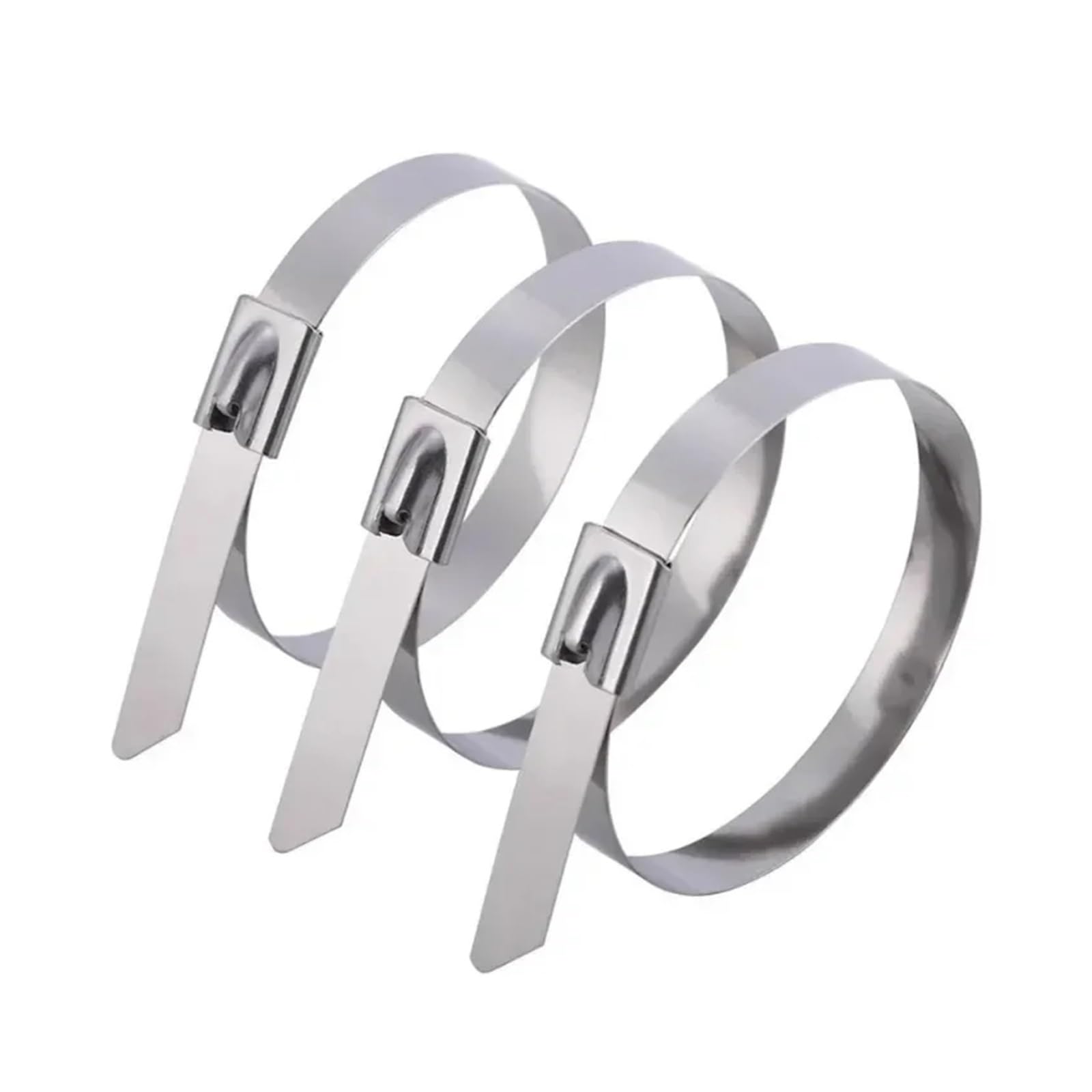 Metal Cable Ties, Self-Locking Stainless Steel Cable Ties Silver 4.6X(150-300) mm 20/40/60/100 Pcs(4.6x150mm,40PCS)