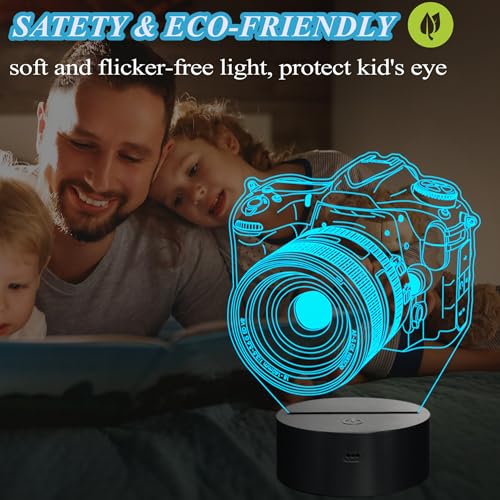 Image of Photographer Gifts for Men, Camera 3D Night Light with Remote Control, 16 Colors Changing, Timer, Dimmable, RGB Flashing Mode, Photography Gifts Gifts for Men Women Christmas Decor