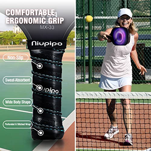 Image of niupipo Pickleball Paddles Set of 2 or 4, USAPA Approved Fiberglass Pickleball Paddle Set with Balls and Bag, Polypropylene Honeycomb Core, Lightweight Pickleball Paddles for Beginners Men Women