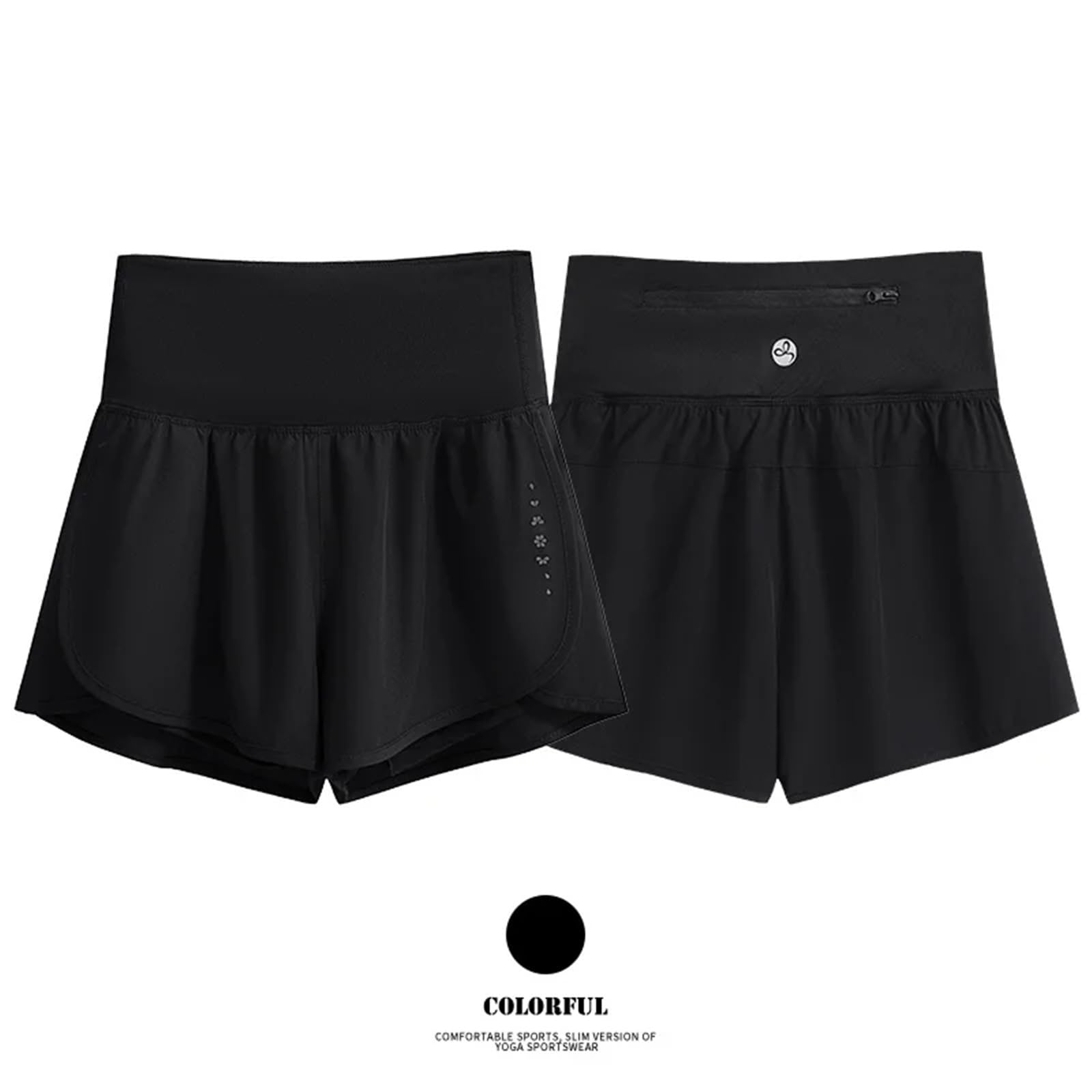 Pantalones Cortos de Ciclismo for Mujer, de Cintura Alta, de Secado rápido, for Yoga, Deportivos de Verano con Forro Interior, Ropa de Gimnasio para Cintura Alta Ciclismo Yoga(Black,S)