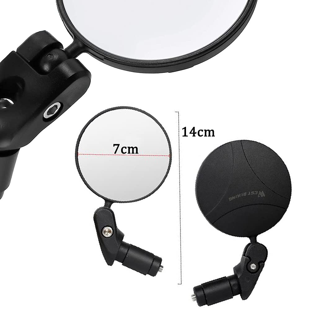 Specchietto retrovisore per bicicletta 2 pezzi per manubrio girevole a 360 ° Obiettivo grandangolare 17.4-22mm Specchietto per mountain bike da strada Ebike