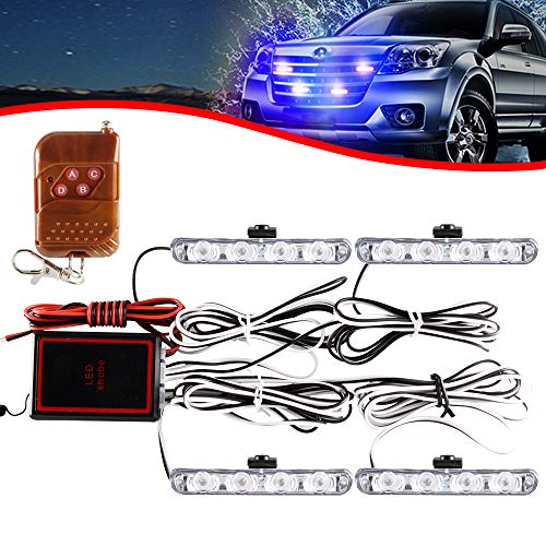 KaiDengZhe 4x4 LED 4 en 1 Stroboscopique Avertissement DC12V Urgence Clignotant Balise Lampe sans...