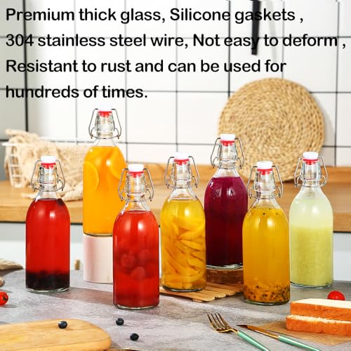 8 Pack flip top glass bottle 12 oz,swing top glass bottles 12oz with airtight lids for home brewing,kombucha,kefir,vanilla extract,beer,oil,vinegar,homemade juices,soda,beverages,2nd fermentation