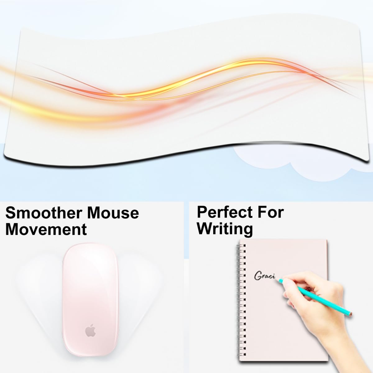 Tappetino da scrivania con ricarica wireless, tappetino per mouse bianco con caricabatterie wireless, tappetino da scrivania opaco per desktop, tappetino per mouse da gioco, tappetino per mouse grande