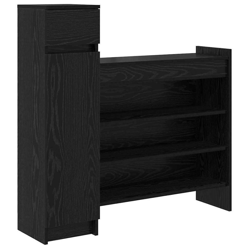 Meuble à chaussures chêne noir 100,5cm avec tiroirs et étagères pour entrée